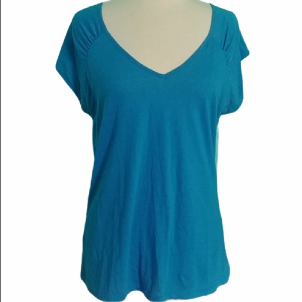 Old Navy Blue V Neck Short Sleeve Top. Size XL